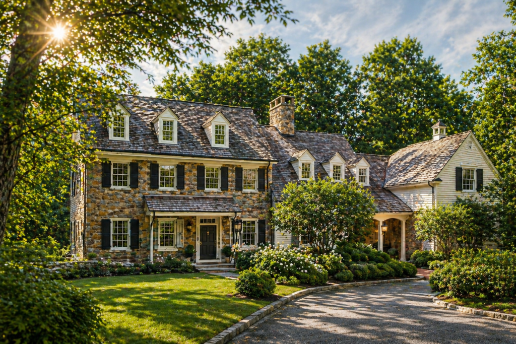 Image showing picture of a beautiful stone house on the Main Line.